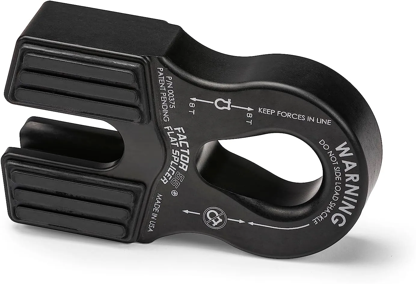 Factor 55 Flat Splicer Low-Profile Design for Synthetic Rope, Fits Synthetic Rope up to 1/2" - Black