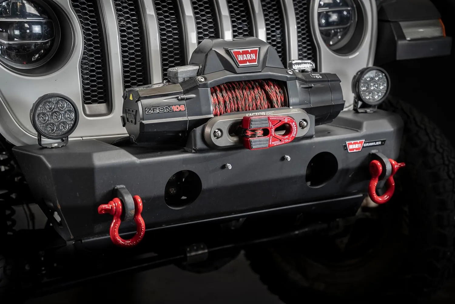 Factor 55 Flatlink E Closed Winch System, Compatible with All Roller Fairlead License Plate Brackets - Red