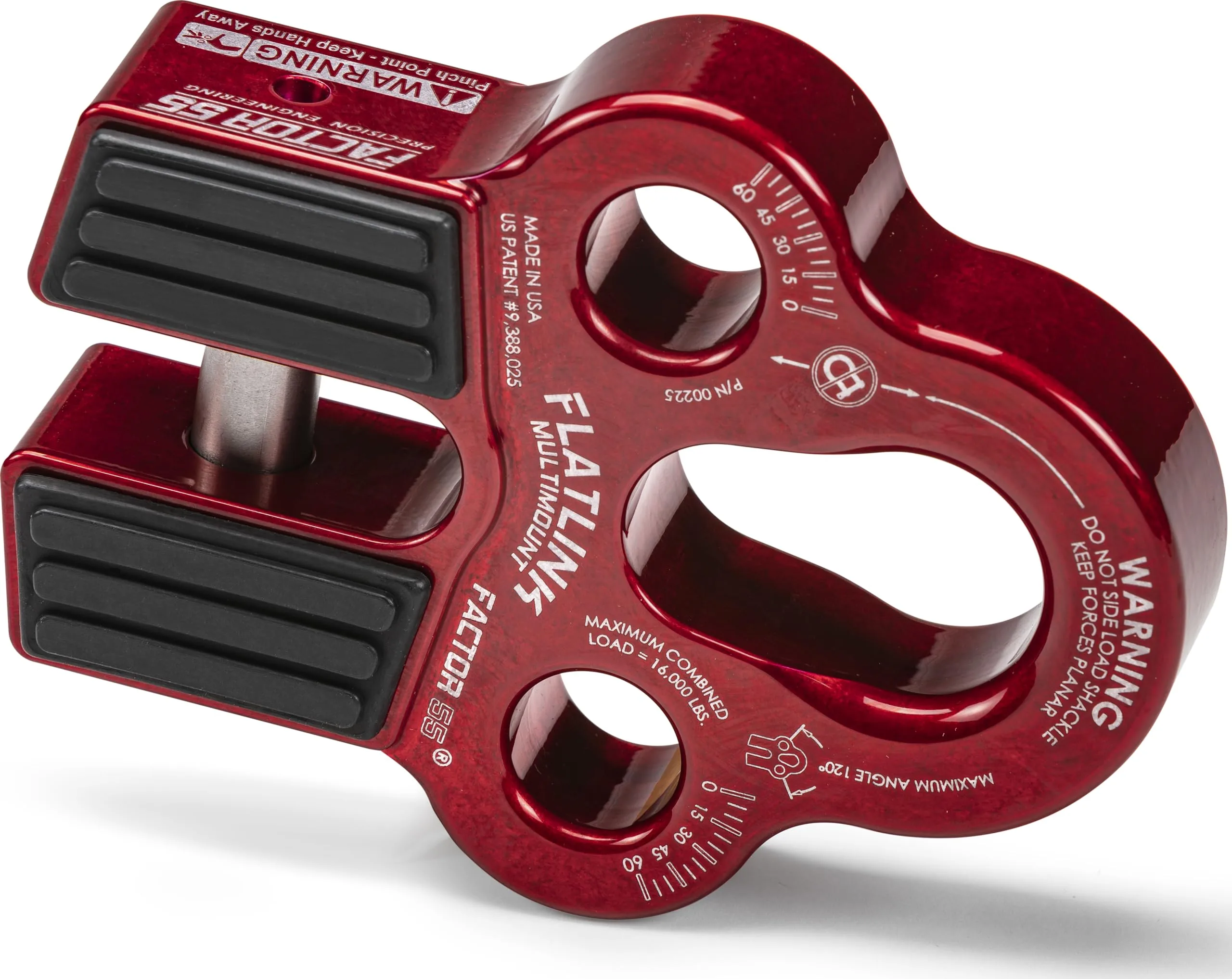 Factor 55 Flatlink Multi-Mount Winch Cable Shackle Mount, Designed for Steel Cables and Synthetic Winch Ropes with Load Capacity: 16,000 lbs - Red