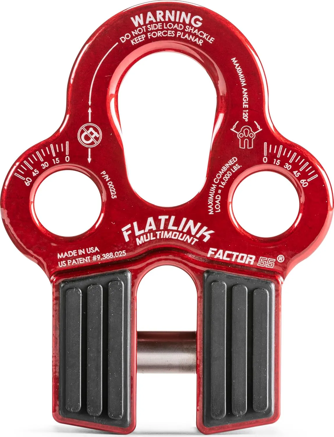 Factor 55 Flatlink Multi-Mount Winch Cable Shackle Mount, Designed for Steel Cables and Synthetic Winch Ropes with Load Capacity: 16,000 lbs - Red