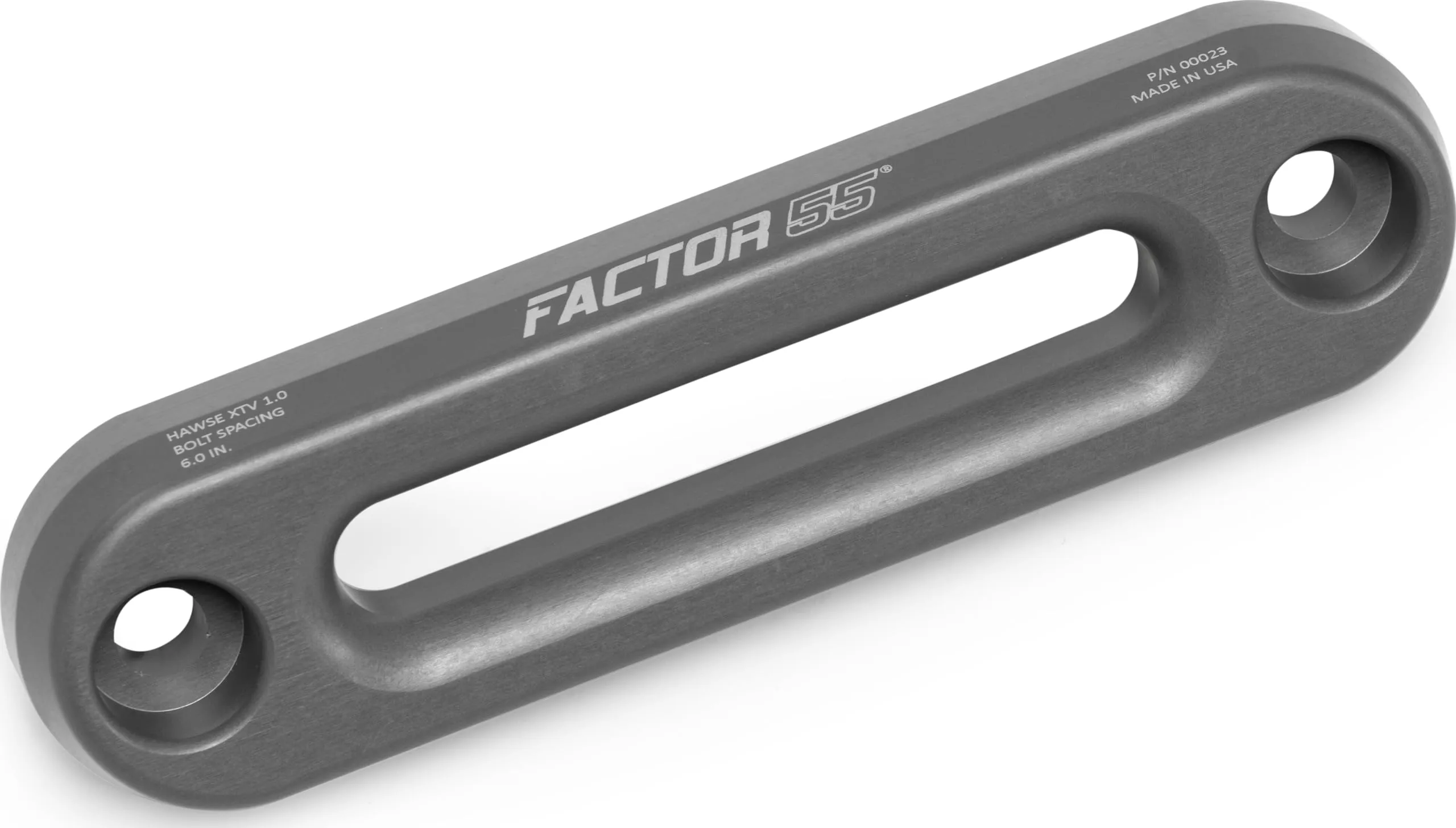 Factor 55 Hawse XTV Fairlead for Synthetic Winch Rope, 1.0" Thickness and 6" Mounting Bolt Spacing - Gray