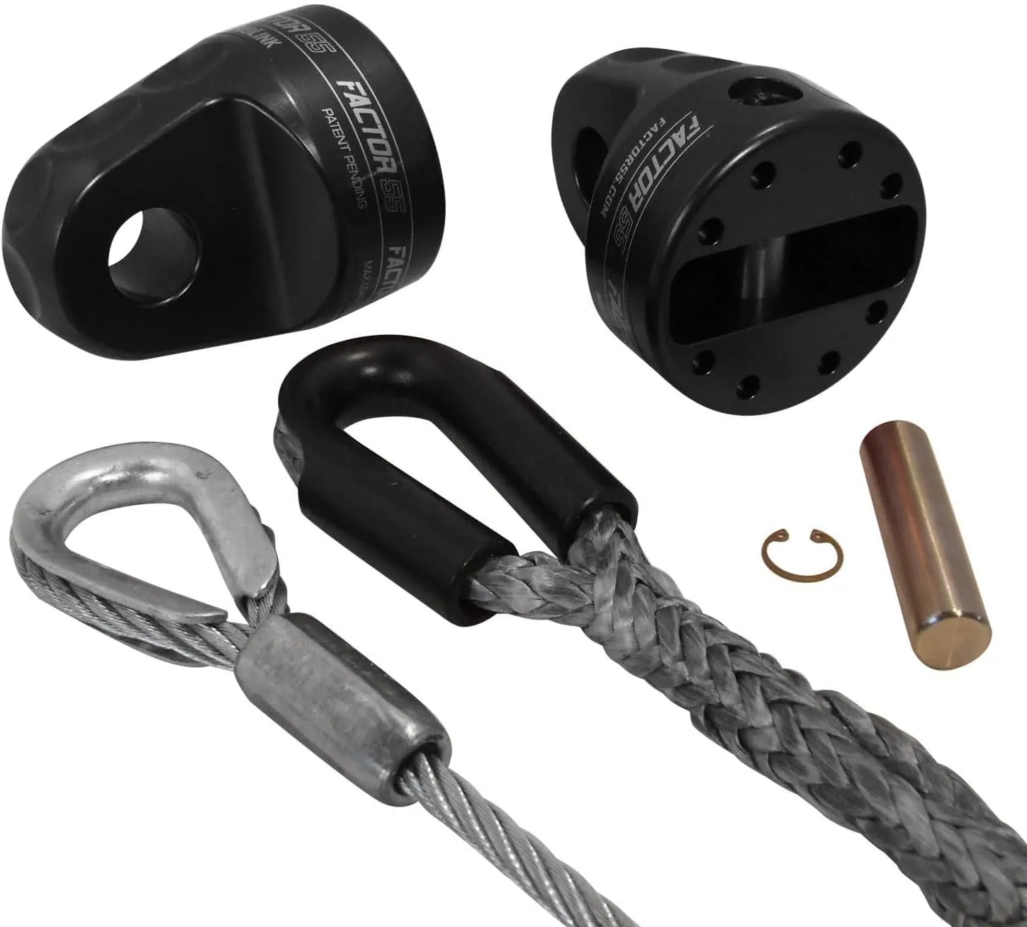 Factor 55 ProLink Winch Shackle Mount for Large Overland and Military-Style Vehicles, Fits Lines Up to 1/2" Diameter - Black