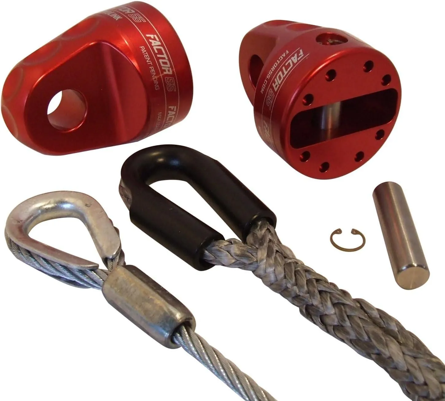 Factor 55 ProLink Winch Shackle Mount for Large Overland and Military-Style Vehicles, Fits Lines Up to 1/2" Diameter - Red