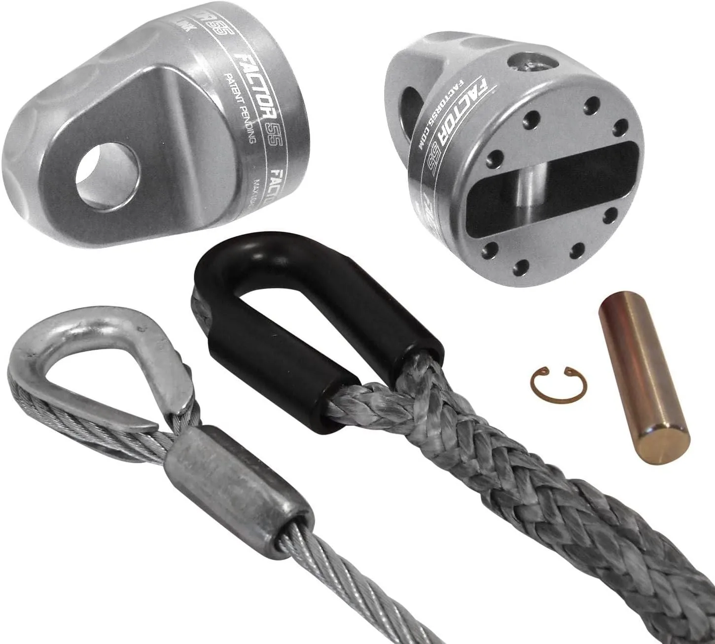 Factor 55 ProLink Winch Shackle Mount for Large Overland and Military-Style Vehicles, Fits Lines Up to 1/2" Diameter - Silver