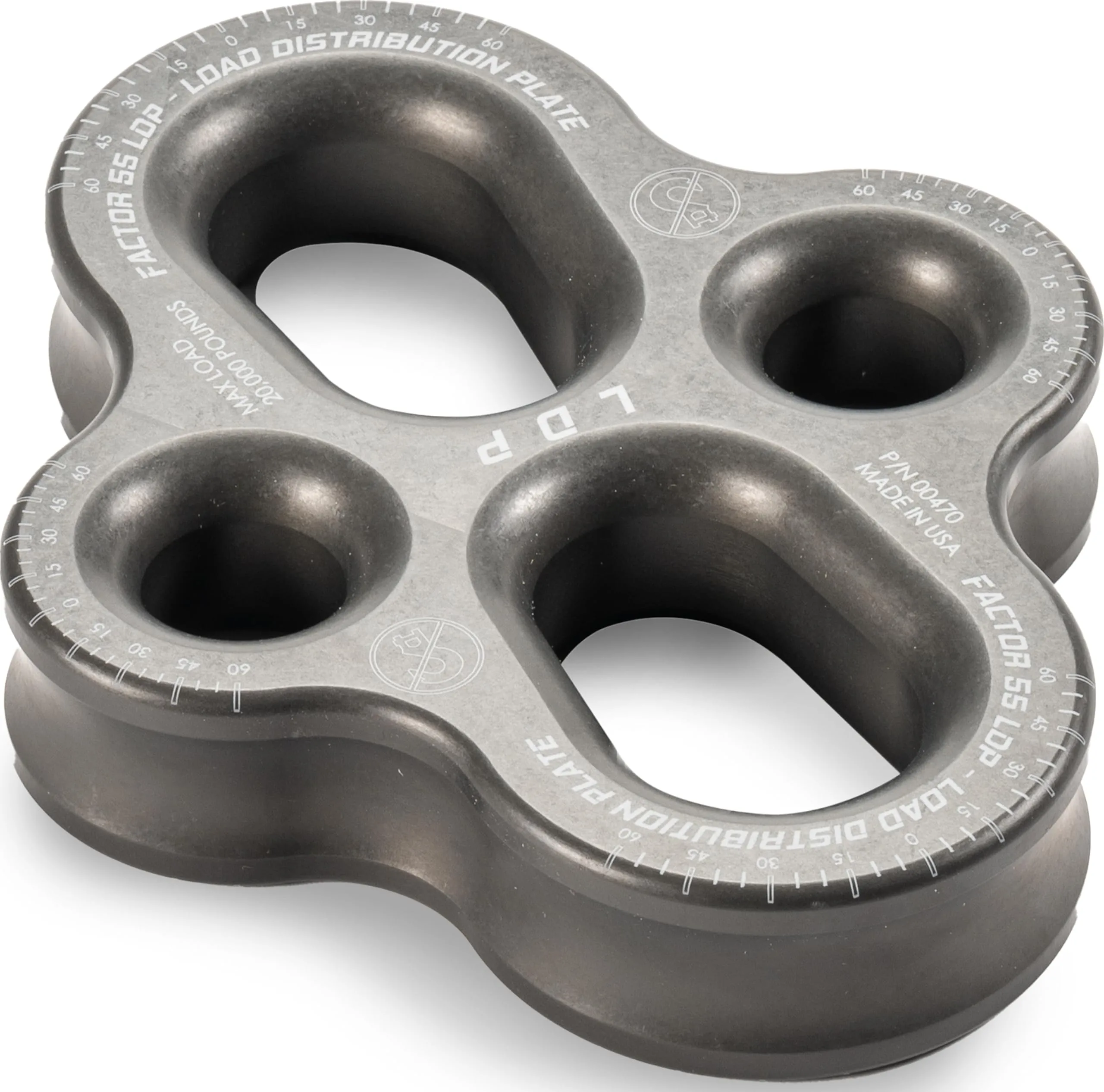 Factor 55 Load Distribution Rigging Plate for Winching Applications, 20,000 lbs. Working Load Limit - Gray