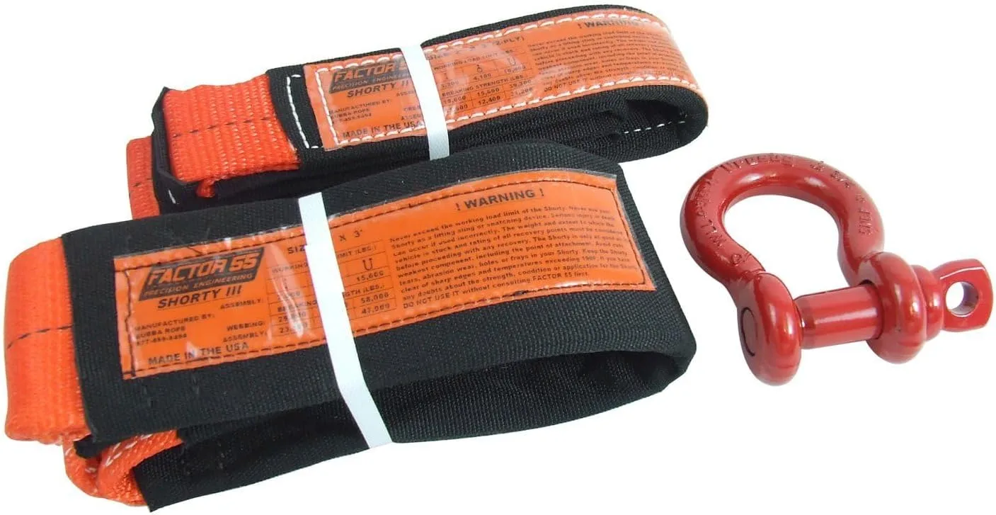 Factor 55 Shorty Strap II with Low Stretch Polyester, 2" Width x 3' Length 3ft x 2in