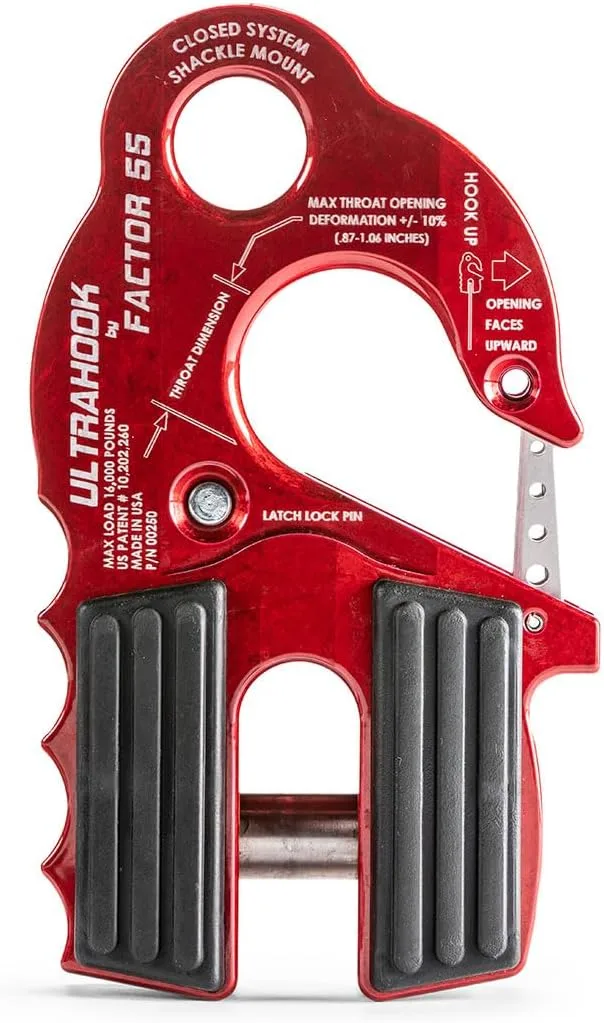 Factor 55 Ultrahook Closed System Shackle Pin Mount, Designed for Steel Cables and Synthetic Ropes - Blue