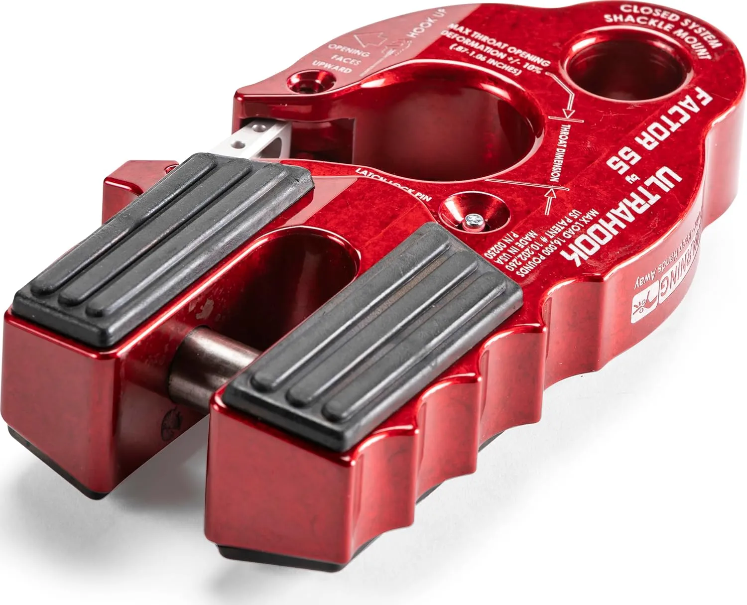 Factor 55 Ultrahook Closed System Shackle Pin Mount, Designed for Steel Cables and Synthetic Ropes - Red
