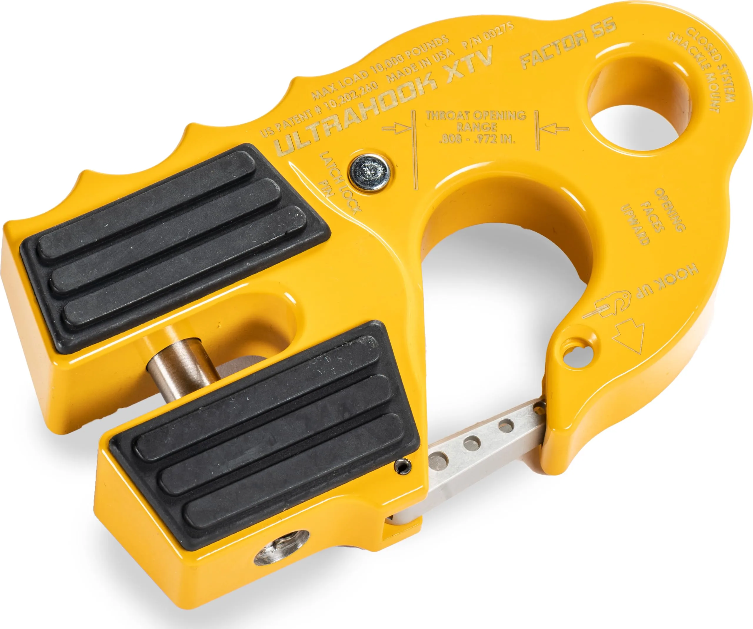 Factor 55 Ultrahook XTV Closed System Shackle Mount, Max Rated Load: 10,000 Pounds and Breaking Strength: 21,000 Pounds - Yellow