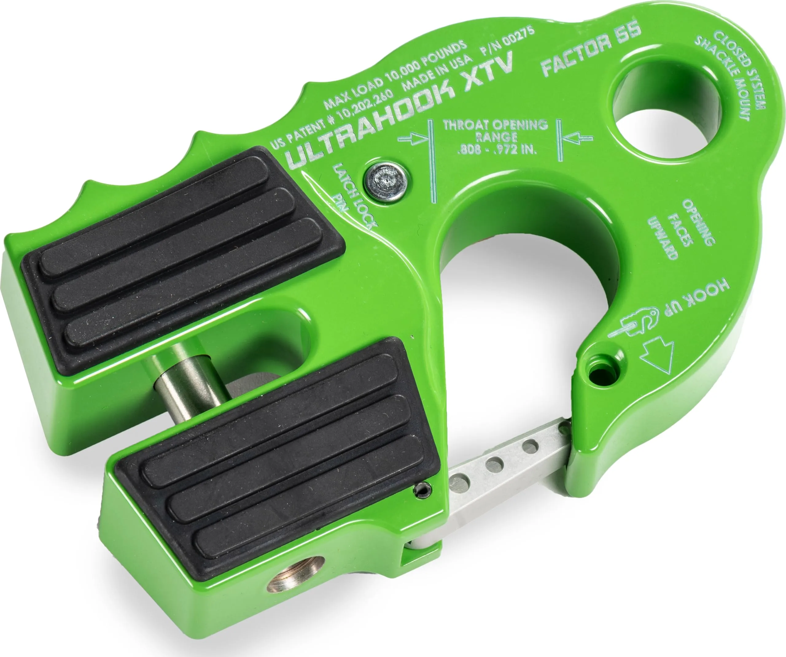 Factor 55 Ultrahook XTV Closed System Shackle Mount, Max Rated Load: 10,000 Pounds and Breaking Strength: 21,000 Pounds - Green
