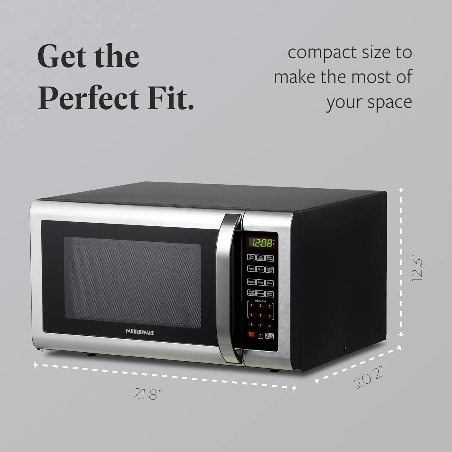 Farberware 1.6 Cu. Ft. Countertop Microwave Oven – 1100 Watts Power, Auto Cook Settings, Defrost