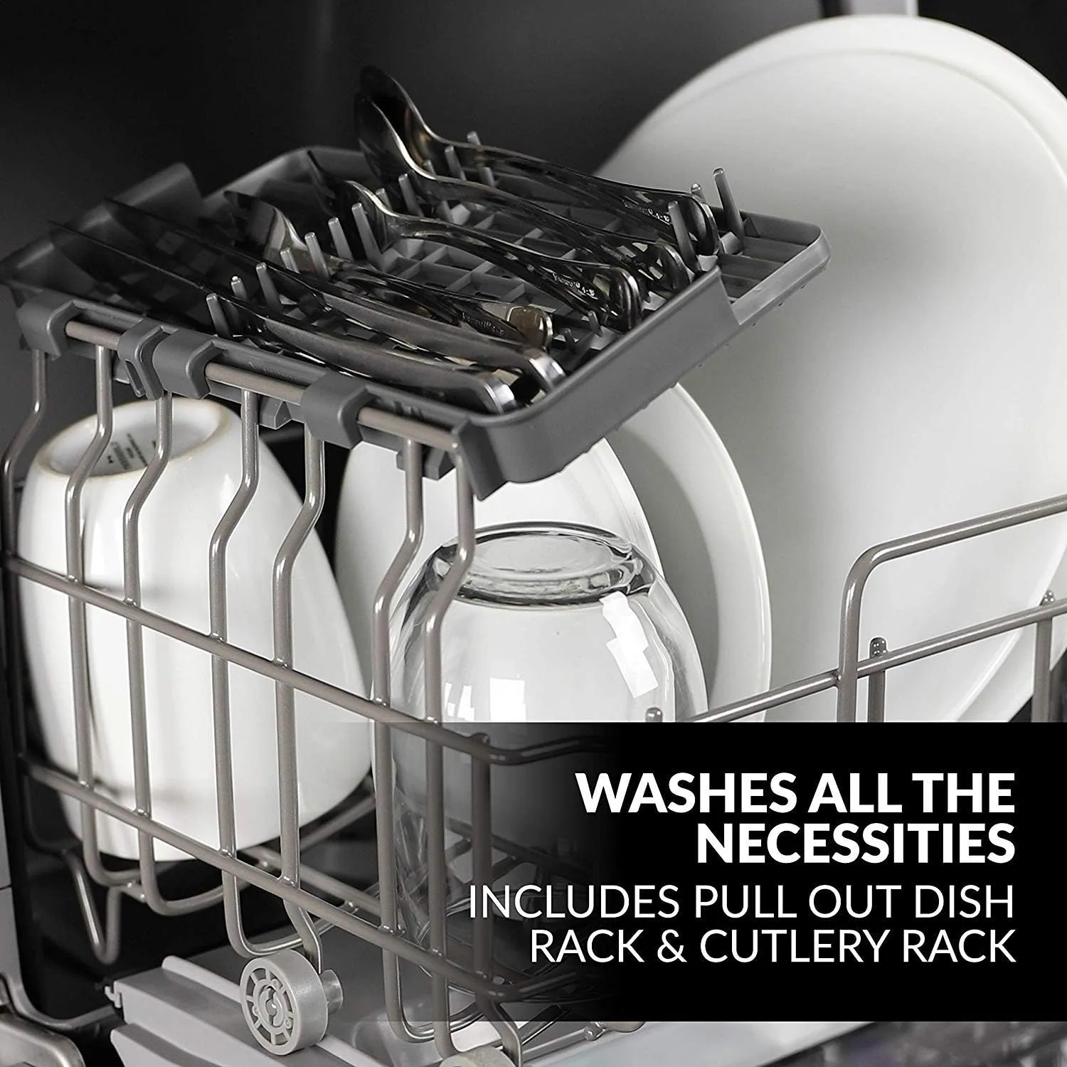 Farberware FDW05ASBWHA Complete Portable Countertop Dishwasher with 5-Liter Built-in Water Tank, 5 Programs, Baby Care