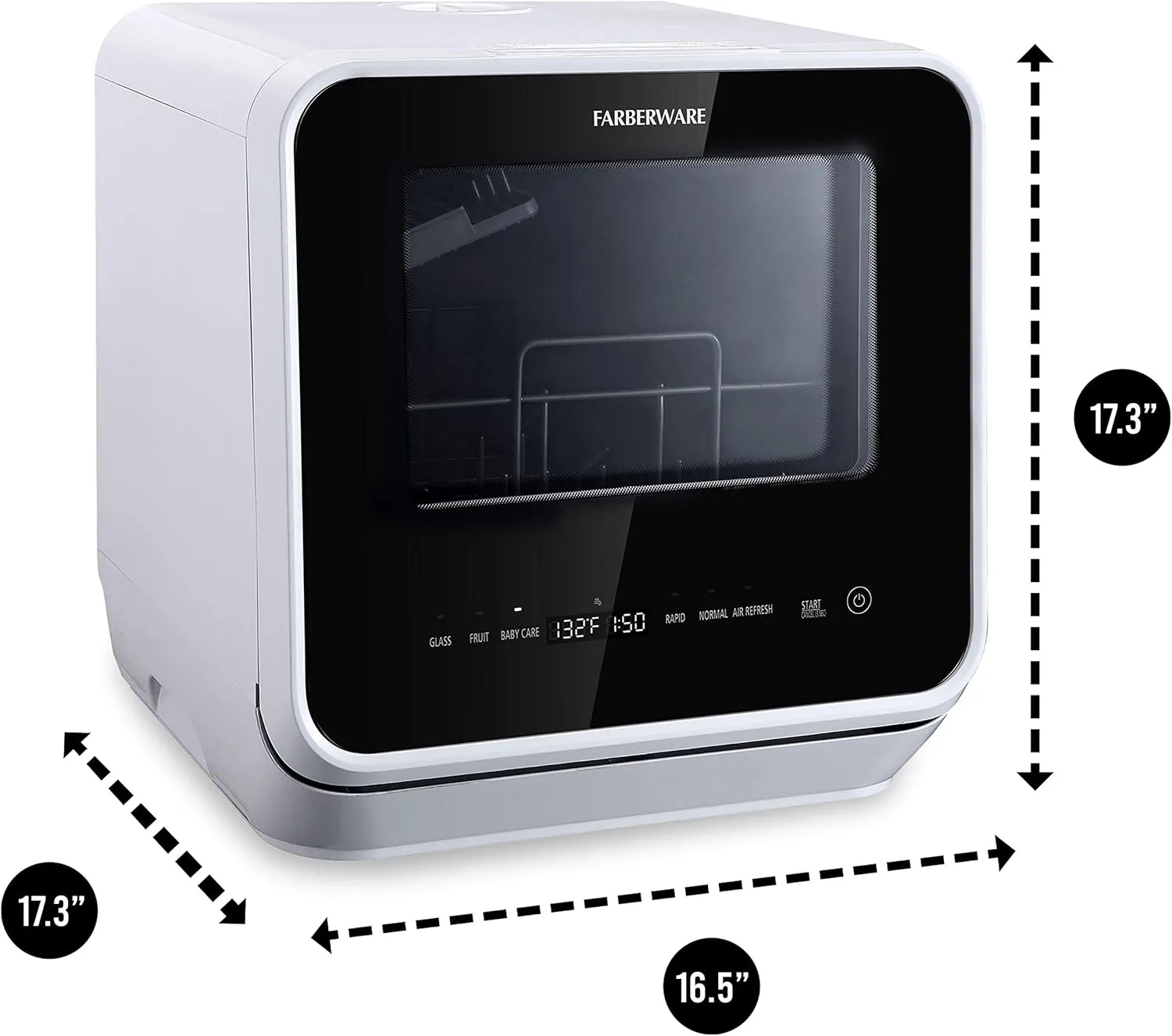 Farberware FDW05ASBWHA Complete Portable Countertop Dishwasher with 5-Liter Built-in Water Tank, 5 Programs, Baby Care