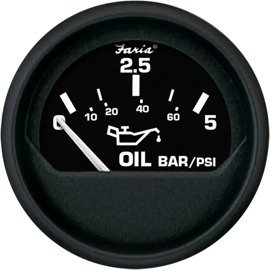 Faria Euro Black 2" Oil Pressure Gauge - Metric (5 Bar)