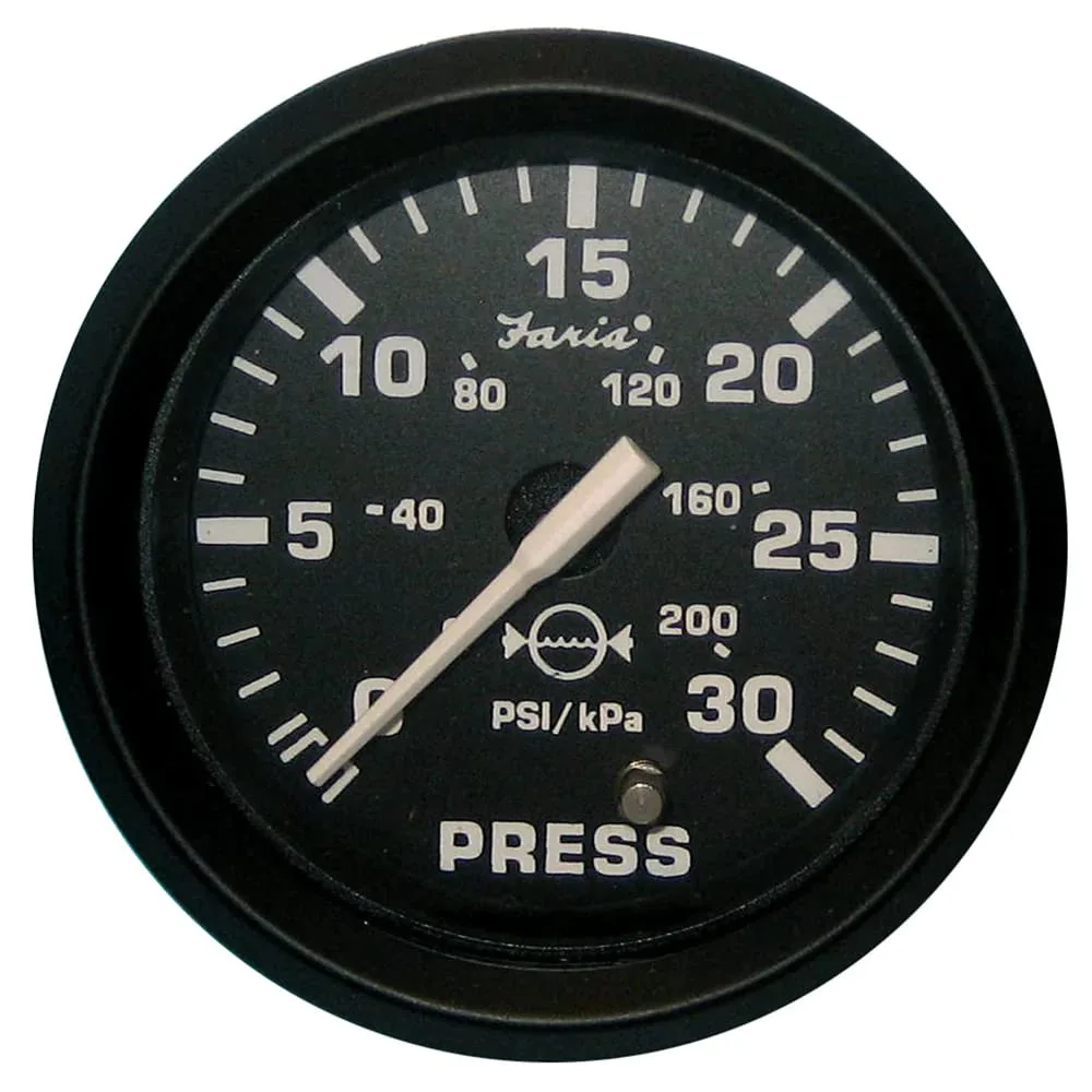 Faria 12810 Euro Water Pressure Gauge Kit 30 PSI - 2" , Black