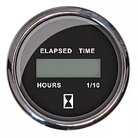 Faria 13715 Chesapeake Stainless Steel Digital Hourmeter (12-32 VDC) - 2" , Black