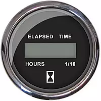 Faria 13715 Chesapeake Stainless Steel Digital Hourmeter (12-32 VDC) - 2" , Black