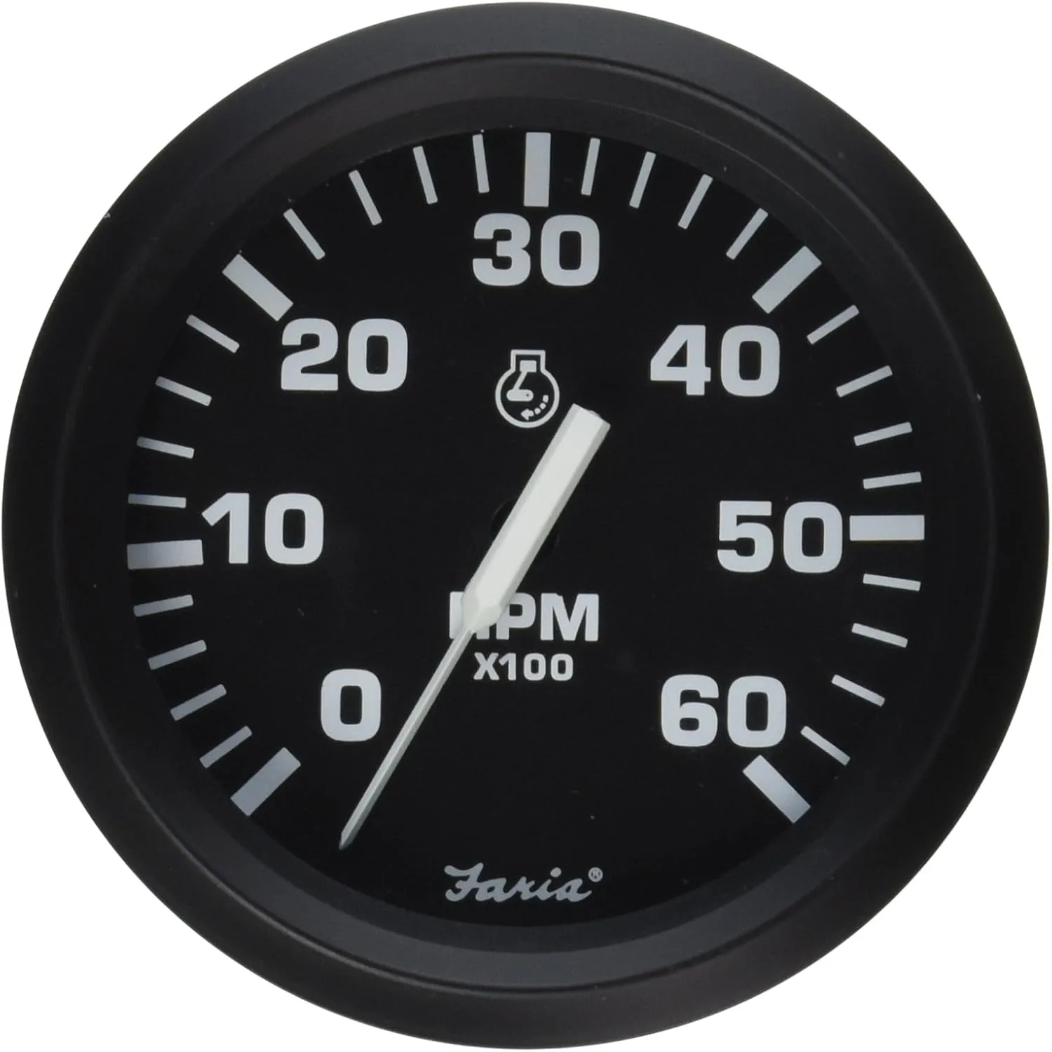 Faria Euro Black 4" Tachometer - 6,000 RPM (Gas - Inboard & I/O) - Model 32804