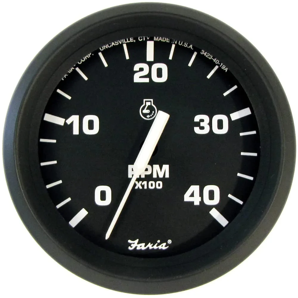 Faria 32842 Euro Tachometer Gauge 4000 RPM Diesel Mech Takeoff & VAR - 4" , Beige