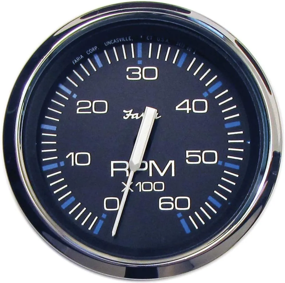 Faria 33710 Chesapeake Stainless Steel Tachometer (6000 RPM) - 4", Black