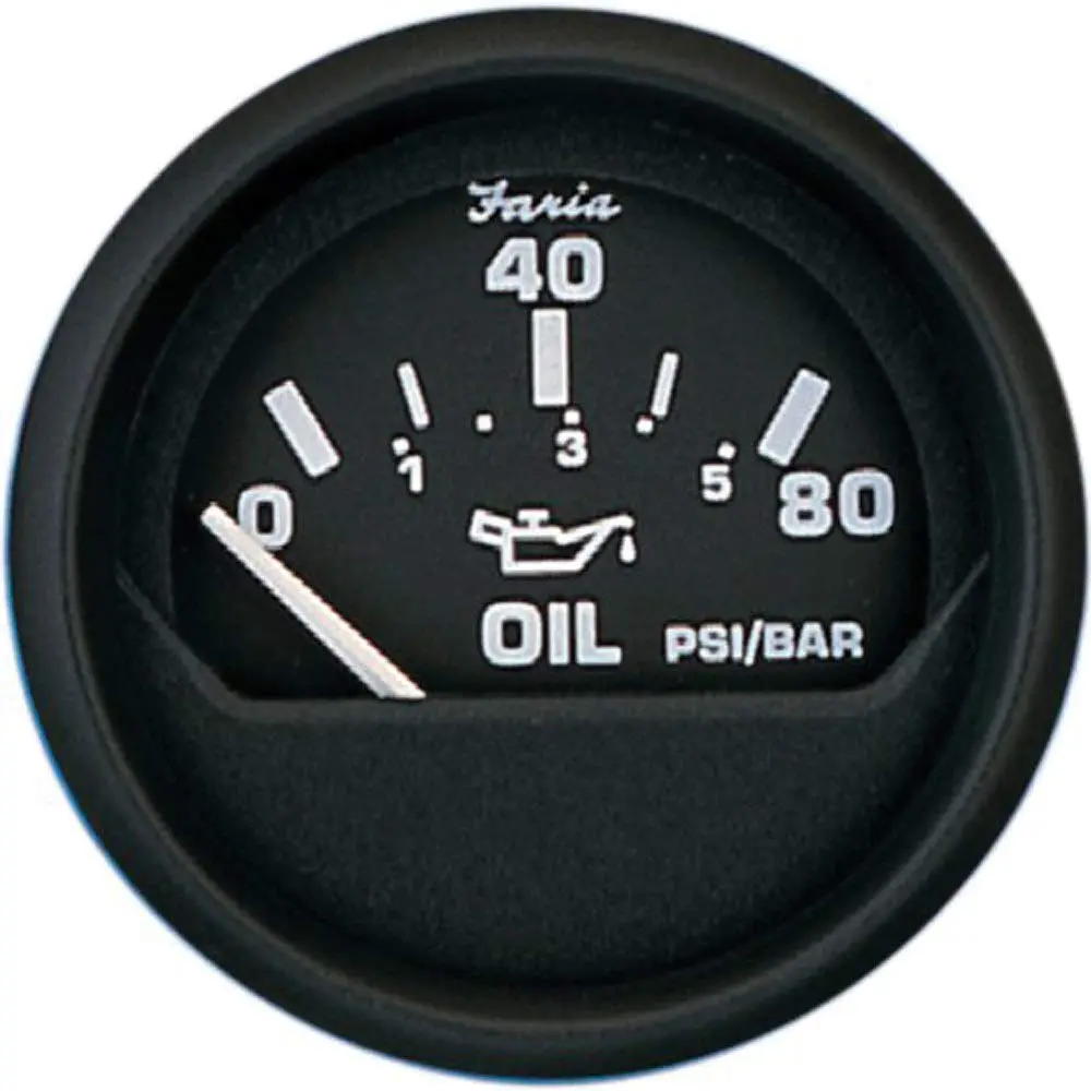 FARIA BEEDE 12803 Euro Black 2" Oil Pressure Gauge (80 PSI)