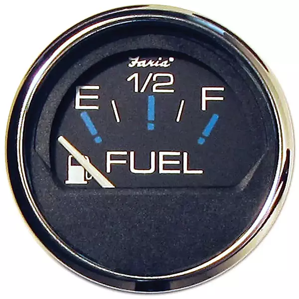 FARIA BEEDE 13701 Chesapeake Stainless Steel Fuel Level Gauge (E-1/2-F) - 2"", Black
