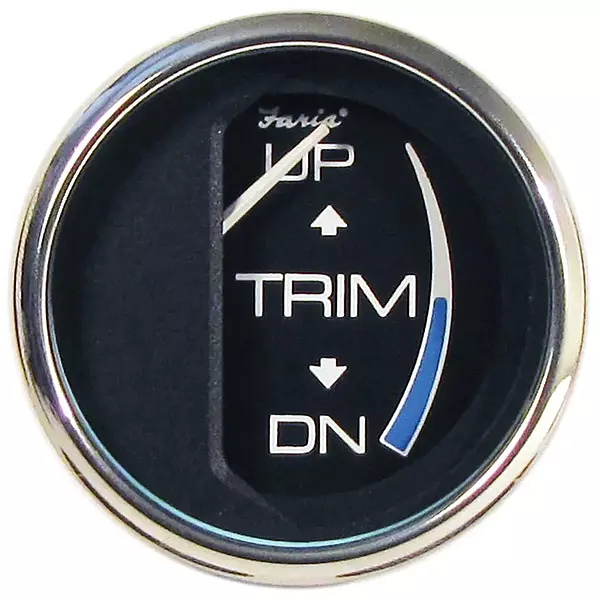 Faria Beede "13709 Chesapeake Stainless Steel Trim Gauge (Johnson/Evinrude/Suzuki Outboard) - 2"", Black