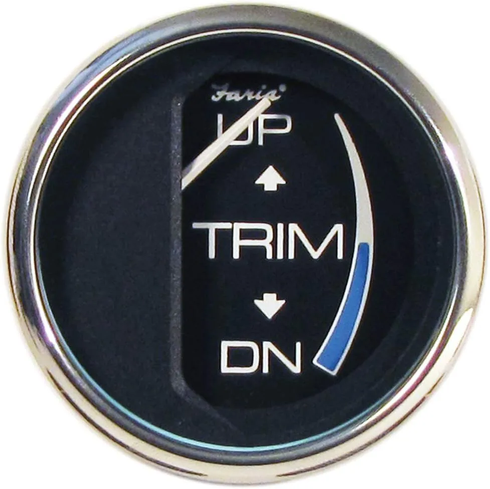 Faria Beede "13709 Chesapeake Stainless Steel Trim Gauge (Johnson/Evinrude/Suzuki Outboard) - 2"", Black