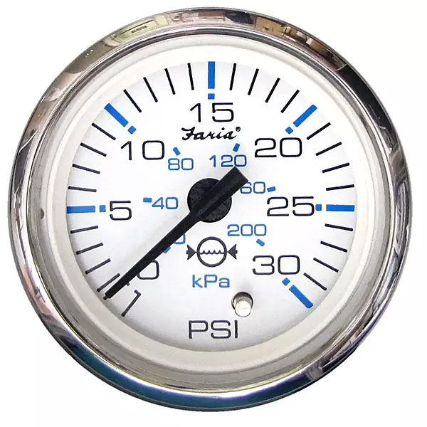 FARIA BEEDE 13812 Chesapeake Stainless Steel Water Pressure Gauge Kit (30 PSI) - 2", White , Black
