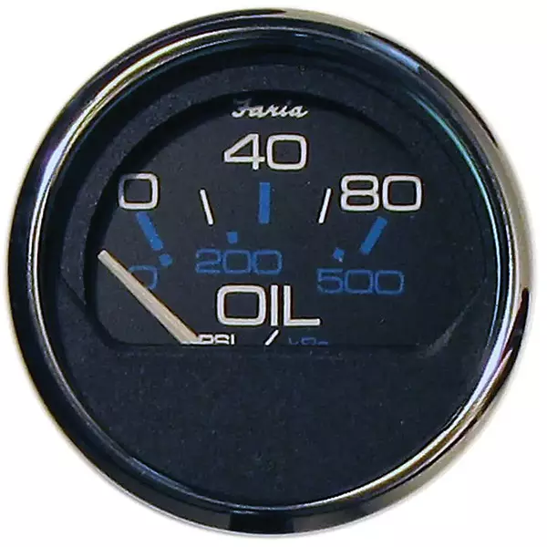 Faria Beede Instruments Faria Beede Faria 13702 Chesapeake Stainless Steel Oil Pressure Gauge (80 PSI) - 2", Black