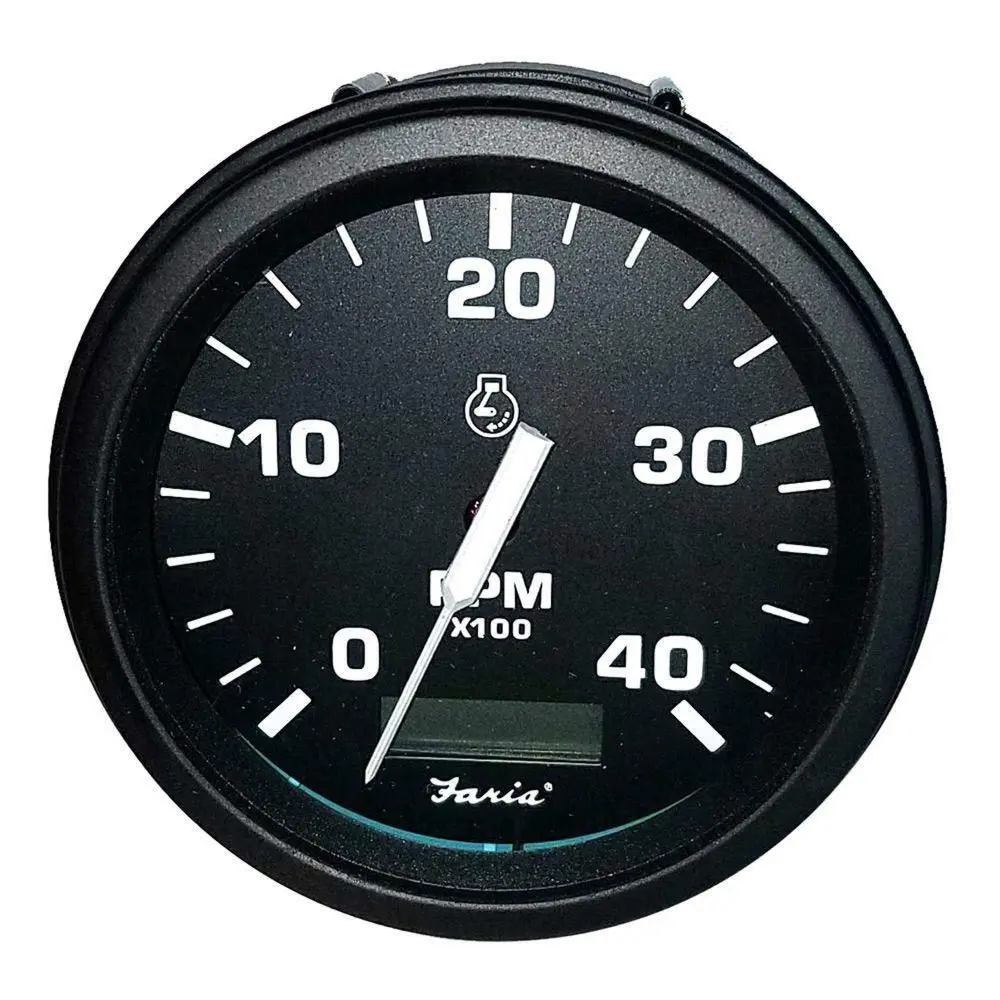 Faria Beede 32834 Euro Tachometer with Hourmeter (4000 RPM) Diesel - 4"", Black, Multicoloured
