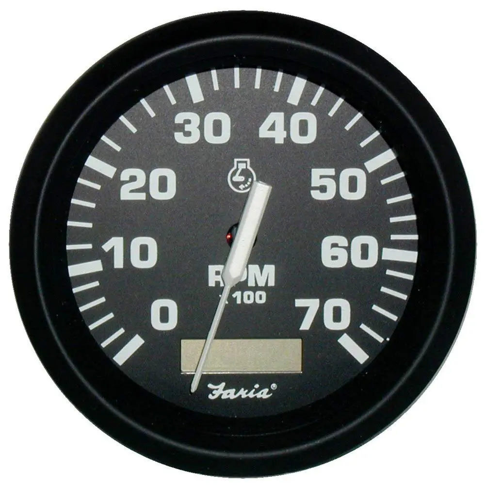 FARIA BEEDE 32840 Euro Tachometer with Hourmeter (7000 RPM) Gas - 4"", Black