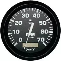 FARIA BEEDE 32840 Euro Tachometer with Hourmeter (7000 RPM) Gas - 4"", Black