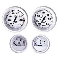 Faria Beede KT9794 Dress White Outboard 4-Gauge Boxed Set - Speedometer/Tachometer/Fuel Level/Voltmeter