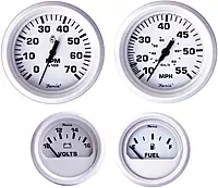 Faria Beede KT9794 Dress White Outboard 4-Gauge Boxed Set - Speedometer/Tachometer/Fuel Level/Voltmeter