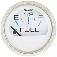 Faria - 3003.3544 13801 Chesapeake Stainless Steel Fuel Level Gauge (E-1/2-F) - 2", White