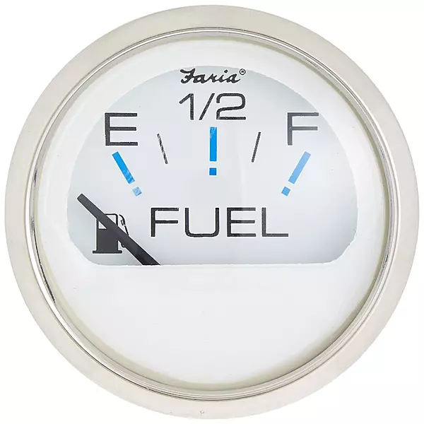 Faria - 3003.3544 13801 Chesapeake Stainless Steel Fuel Level Gauge (E-1/2-F) - 2", White