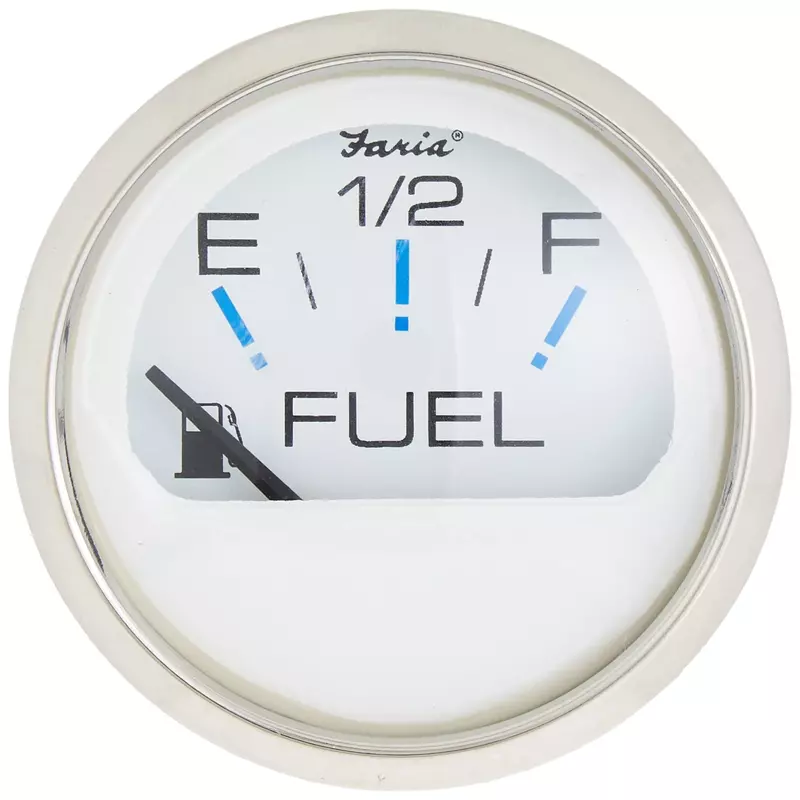 Faria - 3003.3544 13801 Chesapeake Stainless Steel Fuel Level Gauge (E-1/2-F) - 2", White