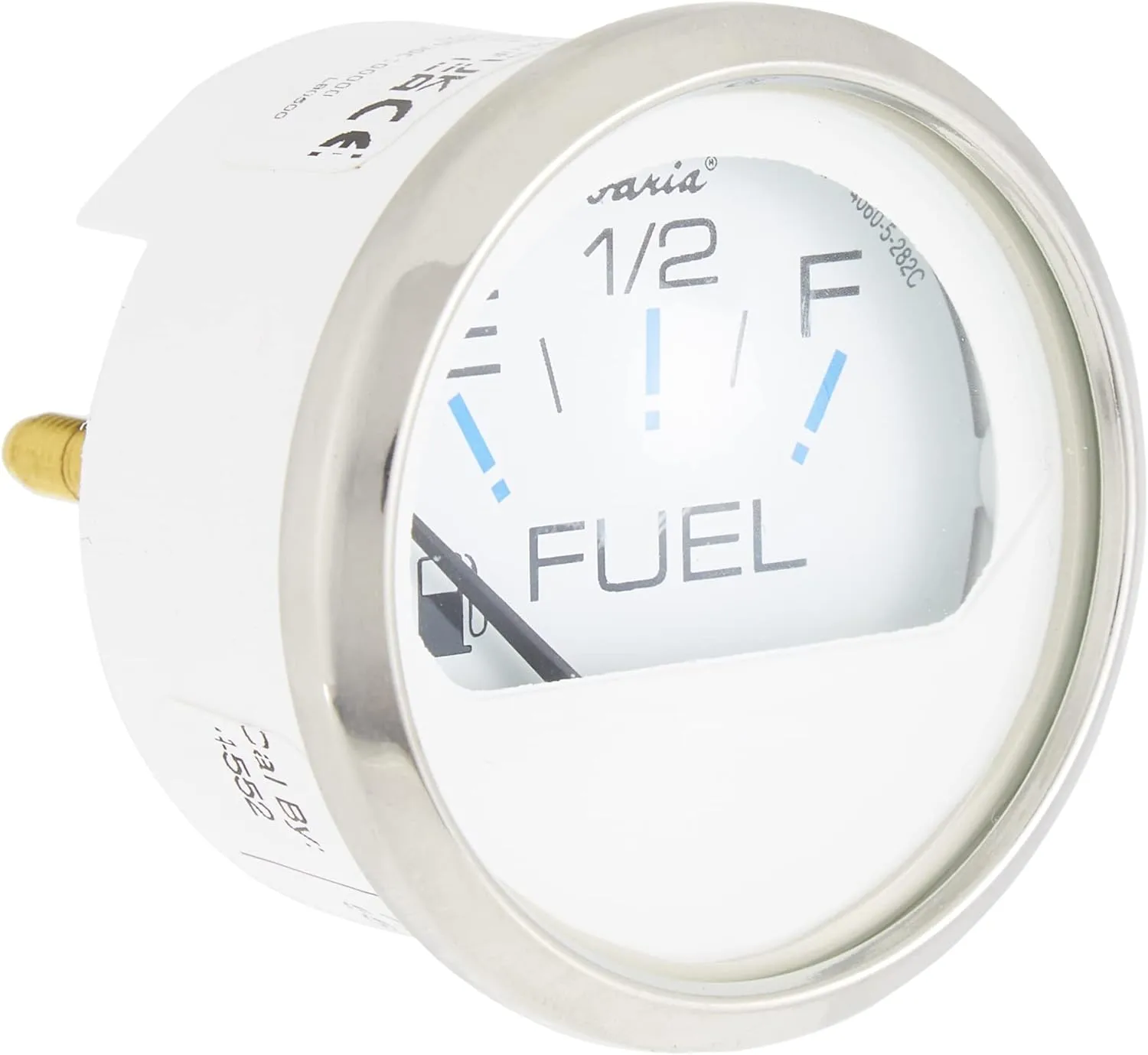 Faria - 3003.3544 13801 Chesapeake Stainless Steel Fuel Level Gauge (E-1/2-F) - 2", White