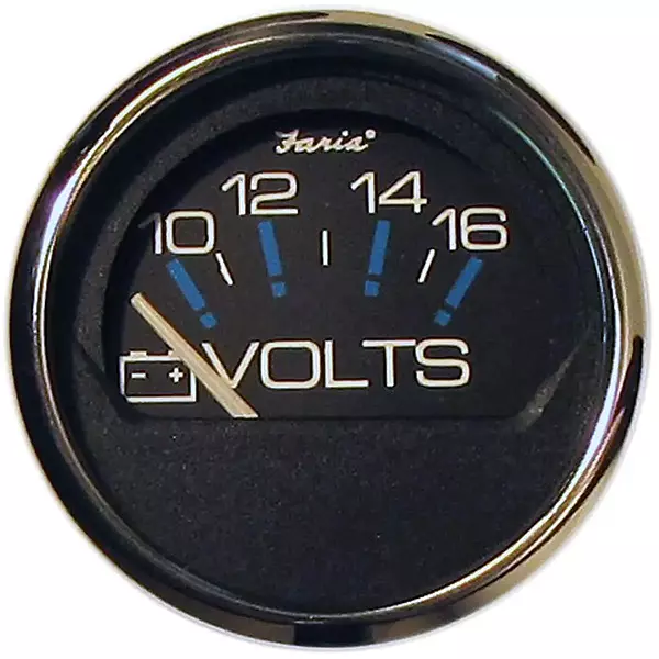 Faria Beede Instruments Faria Chesapeake Black SS 234; Voltmeter (10-16 VDC)