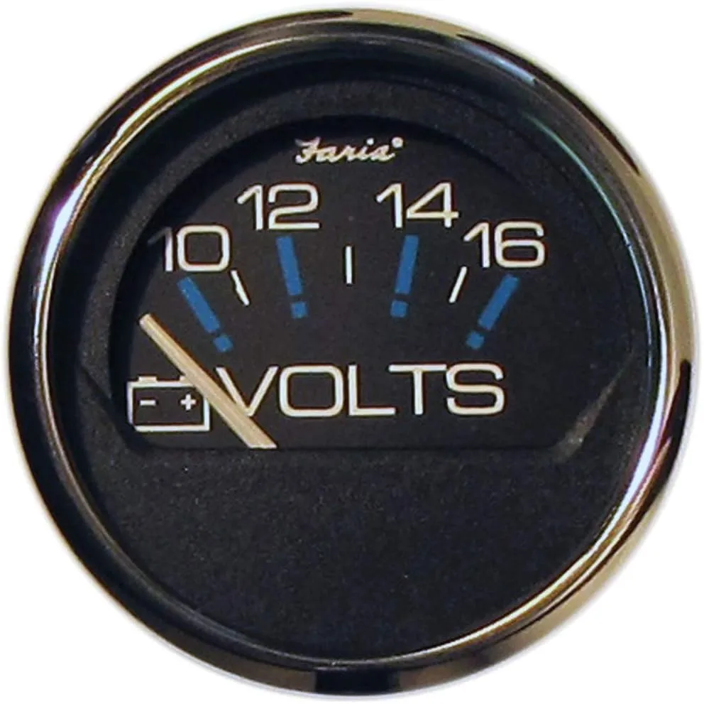 Faria Beede Instruments Faria Chesapeake Black SS 234; Voltmeter (10-16 VDC)