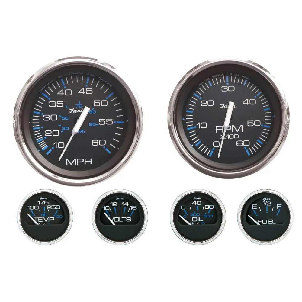 Faria Beede INSTRUMENTS Faria KTF003 Chesapeake Stainless Steel Inboard 6-Gauge Boxed Set
