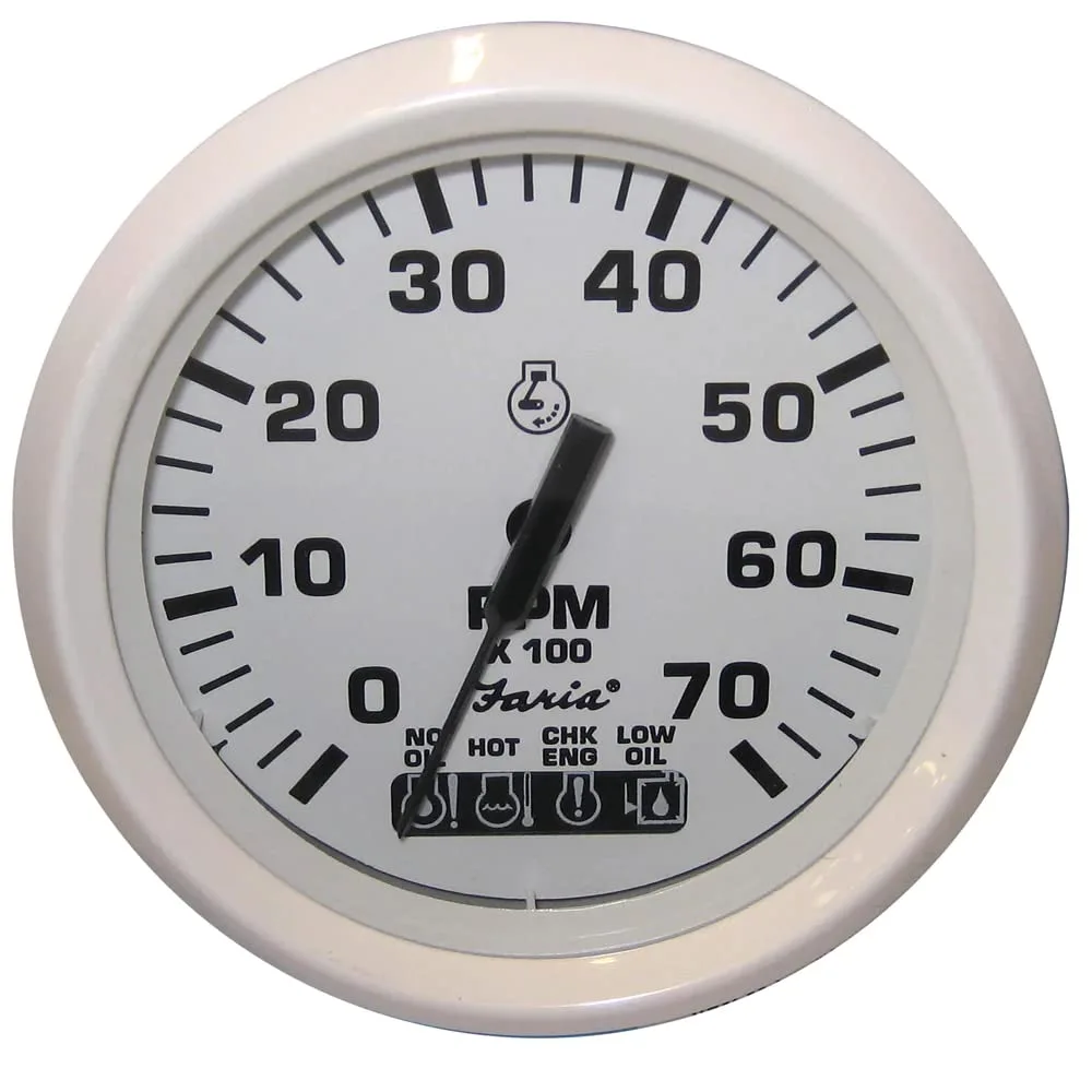 Faria Beede 13547541 Faria Dress White 4 Tachometer W/systemcheck Indicator - 7,000 RPM [Gas - Johnson/Evinrude Outboard]