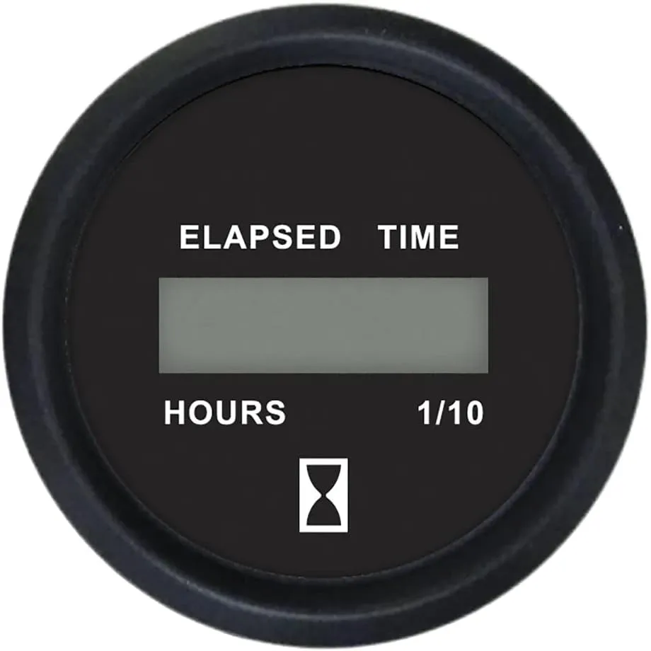 Faria Euro Black 2" Digital Hourmeter Gauge