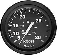 Faria Euro Black 4" Speedometer - 30 Knot (Pitot)