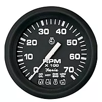 Faria Euro Black 4 Tachometer w/Systemcheck Indicator - 7,000 RPM (Gas - Johnson / Evinrude Outboard)