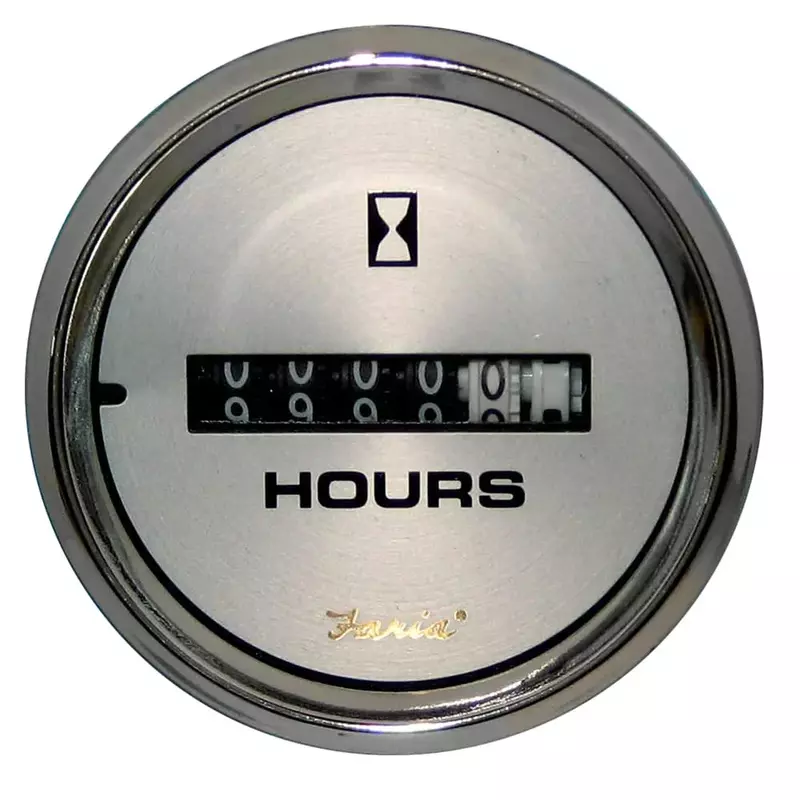 Faria 19020 Kronos Hourmeter Gauge 10,000 Hours - 12-32VDC, 2"
