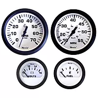 Faria KT9795 Euro Tachometer Water Speedometer Outboard Set - White