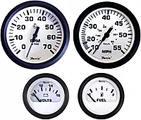 Faria KT9795 Euro Tachometer Water Speedometer Outboard Set - White