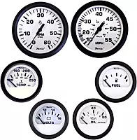 Faria Beede Instruments Faria KT9798 Euro Tachometer Speedometer Volt Inboard Set - White